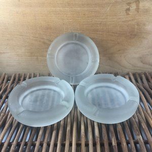 3 Vintage Indiana Glass Tiara Frosted Glass Ashtrays